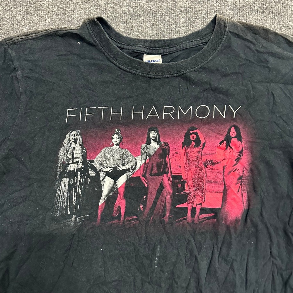 Gildan T-Shirt Womens Size L Black Fifth Harmony 2016 Summer Tour Graphic Pop